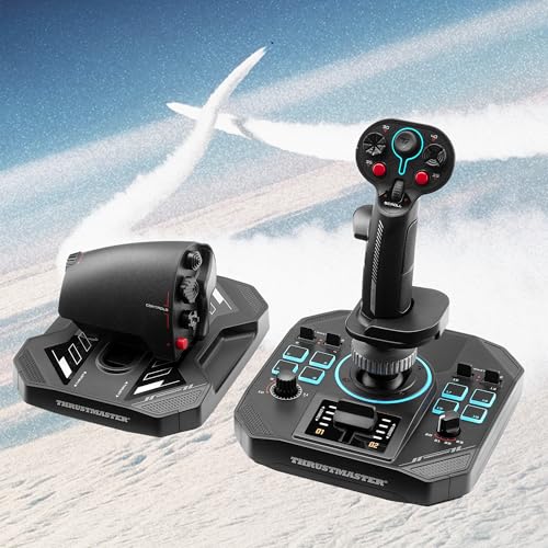 Thrustmaster Sol-R4 HOTAS Space Combat Flight Stick & Throttle - PC | 58 programable buttons, 21 on grip, 2 triggers, 2 hats, ministick, thumbwheel, Hall-Effect, RGB LEDs, adjustable detent - style: Sol-R4 HOTAS