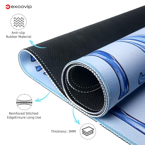 excovip Blue Mahjong Mat for Table, 31.5" x 31.5" Non-Slip Noise Reduction Mahjong Mat for Gifts, Mahjong, Poker, Board Games, Dominoe 1075 - color: 31.5x31.5inch-light Blue