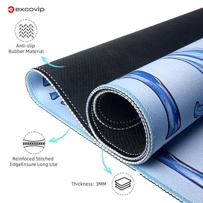 excovip Blue Mahjong Mat for Table, 31.5" x 31.5" Non-Slip Noise Reduction Mahjong Mat for Gifts, Mahjong, Poker, Board Games, Dominoe 1075 - color: 31.5x31.5inch-light Blue