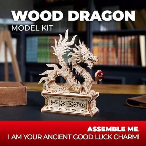 UGEARS Wood Dragon 3D Puzzle – 3D Wooden Puzzles for Adults, Wooden Models for Adults to Build, Mechanical Puzzle Box with Hidden Compartment, DIY Model Kit, Brain Teaser, Unique Chinese Dragon Gift - style: Wood Dragon