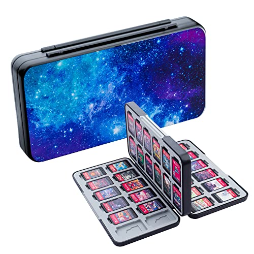RHOTALL Game Card Case for Nintendo Switch/OLED/Lite/2 , Storage Card Box with 48 Game Cards Cartridge and 24 SD Cards Slots, Switch Games Holder with Magnetic Design - Starry sky