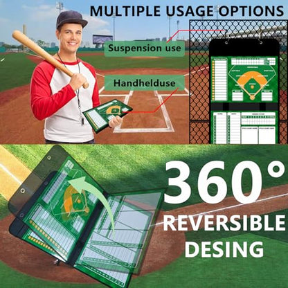 Magnetic Baseball Lineup Board for Dugout, 60 Magnets Coaching Clipboard with Dry Erase & Waterproof Bag – Dugout Organizer for Youth Baseball & Softball Coaches - style: Baseball
