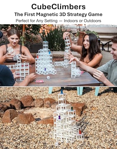 DesignNest CubeClimbers - Magnetic 3D Strategy Board Game Modular Cube Stacking Family& Party Game Adults & Kids Build, Stack, Push & Climb to Win