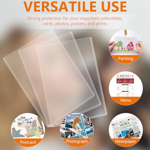 AKONEGE 6PCS 6" x 9" Rigid Print Protectors Clear Hard Plastic Large Card Sleeves for Jumbo Card, Top Loading Rigid Card Sheet Protectors for Postcards, Photos, Trading & Sports Cards - size: 6" x 9"