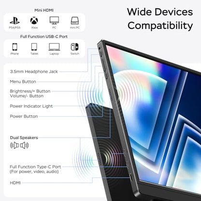 MNN 17.3" QHD 165Hz USB-C HDMI Gaming Monitor | 17.3" QHD 165Hz IPS 100% sRGB, USB-C/HDMI, kickstand, slim metal, travel gaming for PC/Phone/PS5/Xbox. - size: 17.3" 2.5K