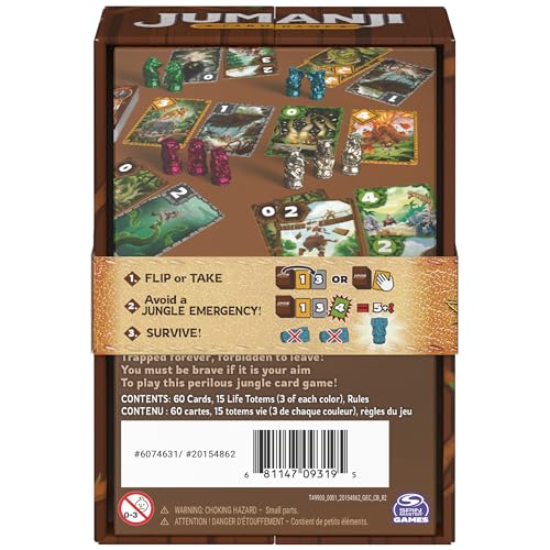 Spin Master Games, Jumanji Card Game, Experience the Thrilling Adventure Based on The Action-Comedy Movie, Take on Jungle Challenges for Kids, Adults & Family Game Night, 2-5 Players, for Ages 7 & Up - style: New Card Game