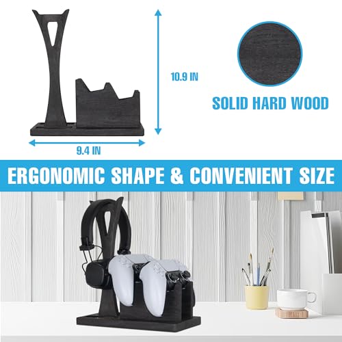 Gamer Gifts for Men Teenage Boy Controller Holder & Headphone Stand, Stylish Gaming Accessories Setup Controller Stand Headset Stands, Unique Gifts for Gamers to Organize Gaming Equipment - size: Game_Black