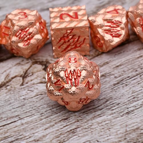 Dragon Scale Metal Dice Set-Dragon Claw,with Gift Metal Box for TTRPG Tabletop Gaming,Dungeon Masters,RPG Adventures(Rose Gold) - color: Rose Gold