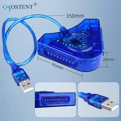 OSTENT Dual USB Adapter Converter Cable Cord for Sony PlayStation 1/2 PS One PSX Wired Controller Gamepad Joystick to PC Laptop