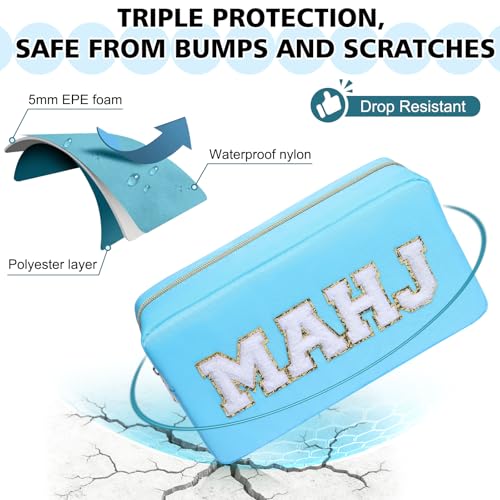 Mahjong Tile Bag Mahjong Bag with Zipper Travel Mahjong Carrying Case Storage Pouch Gifts for Mahjong Lovers Accessories - color: Blue -Mahj