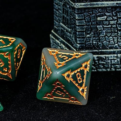 cusdie 7 Pcs 25mm Giant DND Dice with Dragon Eye Dice Bag, Polyhedral Dice Set, D&D Dice for Pathfinder RPG(Green) - color: Green