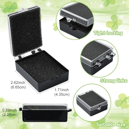 10Pcs Black Plastic Display and Storage Boxes, 2.62x1.71x0.89 Inch Small Organizer Case with Protective Sponge for Necklace Medal Bracelet