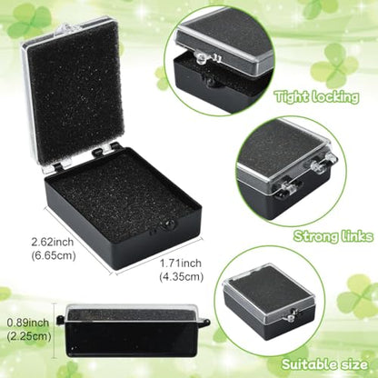 10Pcs Black Plastic Display and Storage Boxes, 2.62x1.71x0.89 Inch Small Organizer Case with Protective Sponge for Necklace Medal Bracelet