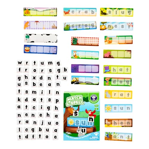 Orchard Toys Match & Spell Game - New Art, Develop Your Children's Early Reading and Spelling Skills in This Updated, Fun Word-Building, 2 Ways to Play, for Ages 4+, Single or Multiplayer - style: Match And Spell