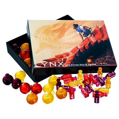 15 DND Healing Potion Tokens and Each Potion Level Has a Color Matching D4 Dice Set to Easily Track & Roll for Your D&D Potions - Dungeons and Dragons Role Playing Gift RPG Accessories Markers
