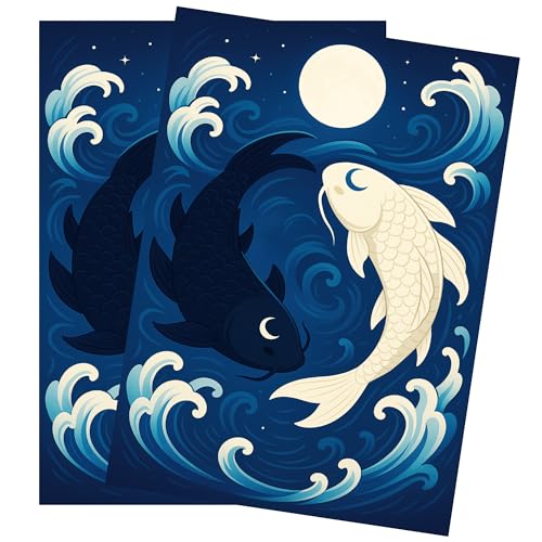 MTG Sleeves by Arcanum Industries, 103 Matte Card Sleeves for Magic The Gathering & TCG - Premium Shuffle Feel & Borderless Art with Black Interior (Spirit Koi)