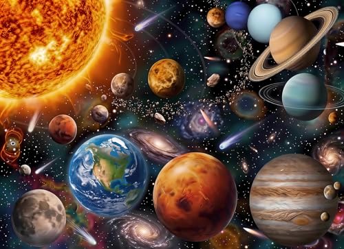 100 Piece Puzzles for Kids, Adults & Seniors, Educational Solar System Planets Jigsaw Puzzles for Kids Ages 4-6 5-8, Space Learning Toy Gifts for Boys and Girls - Every Piece is Unique - color: Solar System