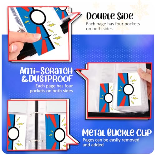 Collectible Trading Card Albums, 400 Card Holders with 50 Removable Sleeves, Portable 4 Pockets Collectible Trading Card Binder, PU Card Collection Binder for MTG, TCG, Sport Card, Game Cards - color: COBALT BLUE