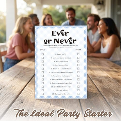 30 Pcs Party Icebreaker Games Set, "Ever" or "Never" Blue plaid, Suitable for Wedding, Birthday Party, Group Gatherings,Deepen Friendships with Friends,Colleagues,Family or Guests,Break the Ice -A01 - color: PB A01