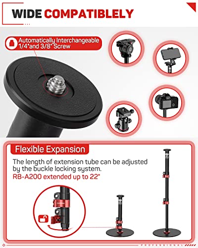 IFOOTAGE Table Top Video Kit, A200 Round Base Monopod with C Clamp and 9.5'' Magic Arm, for Live Streaming, Vlogging, Payload 10KG/22LBS