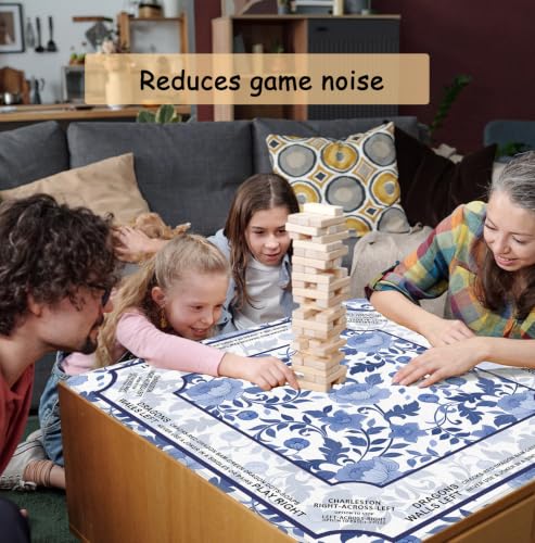 Blue and White Chinoiserie Floral Bird Mahjong Mat 31.5 x 31.5 Inch, Traditional Chinese Non-Slip Noise Reduction Mahjong Table Mat for American Mah Jong Poker Card Board Games Dominoes - color: Blue Chinoiserie Floral