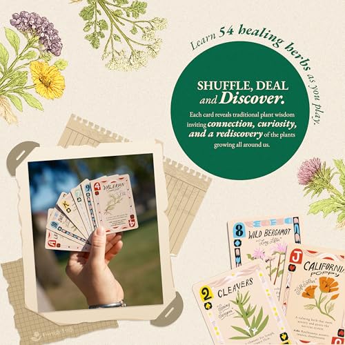 Wild Remedies Botanical Playing Cards for Nature Lovers & Collectors – Beautiful Playing Cards, Poker Deck Featuring 52 Hand-Illustrated Healing Herbs + Digital Booklet of 20 Classic Games - style: Wild Remedies