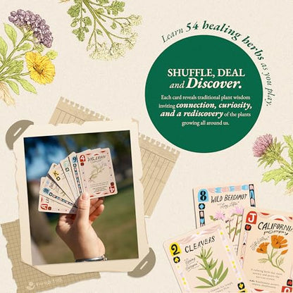 Wild Remedies Botanical Playing Cards for Nature Lovers & Collectors – Beautiful Playing Cards, Poker Deck Featuring 52 Hand-Illustrated Healing Herbs + Digital Booklet of 20 Classic Games - style: Wild Remedies