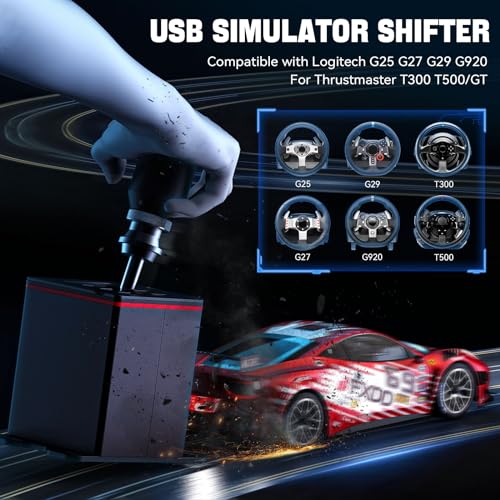 aikeec USB Truck Simulator Shifter for Logitech G29 G27 G25 G920 Thrustmaster T300RS/T500 GT Sim Racing Shifter for PC Windows Racing Games, Froza, Dirt, WRC, Assetto Corsa ATS & ETS2 7+R - size: 7+R without clamp