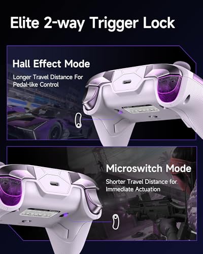 EasySMX D10 PC Controller - Elite Wireless Bluetooth Pro Controller with TMR Joystick, Dual-Mode Triggers & Full Mechanical Buttons, 1000Hz Polling Rate, RGB Lighting for PC/Switch/Android/iOS - color: Purple