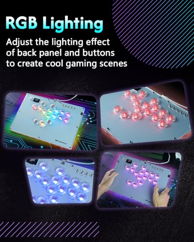 GuileKeys Leverless Controller Arcade Stick GK-16, All-Button Arcade Controller with Multi-function Button for PS4/PS3/PC/Switch, Arcade Fight Stick with RGB/Turbo/Hot-Swap/Custom Top Plate DIY White - color: GK-16 White