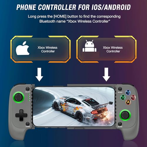 CYOYPPY Mobile Game Controller for iPhone/Android Wireless gaming controller Support Phone Case - Compatible with Xbox Game Pass, Steam Link, Call of Duty, Roblox & Minecraft - color: Grey