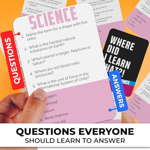 Trivia Card Games for Adults — Family Board Games for Teens and Adults | 500 Science Questions Trivia Cards with Answers – Fun Party Game for Family Game Night - color: 3. Science