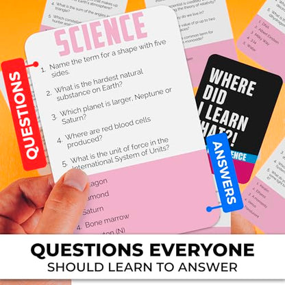 Trivia Card Games for Adults — Family Board Games for Teens and Adults | 500 Science Questions Trivia Cards with Answers – Fun Party Game for Family Game Night - color: 3. Science