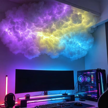 3D Cotton Thunder Cloud RGB Atmosphere Light, APP Controlled Effect LED Decor Lamp for Gaming Room Bedroom Indoor Ceiling Wall (2m)
