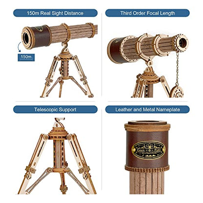 ROKR 3D Wooden Puzzles Monocular Telescope Model Building DIY Science Kit Birthday Gift for Adults and Teens Cool Display Item