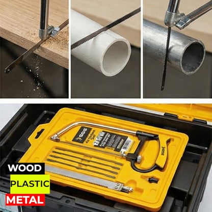 Power Path 7-Piece Multipurpose Mini Set – Precision Hand Saw Kit with Blades for Wood, Metal, and Plastic Cutting – Compact Hobby & DIY Coping Saw Tool Set