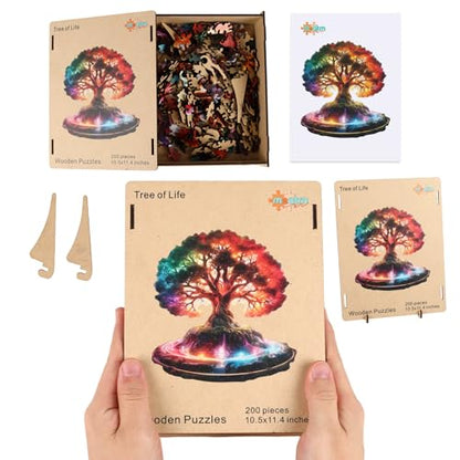 MEATRN Tree of Life 500 Pieces Wooden Puzzles - Plants Wood Jigsaw Puzzle for Adults, Symbol of Growth & Eternity, Collectible Spiritual Gift & Educational Puzzle, 15.3x16.6 in - color: Tree of Life, size: Large