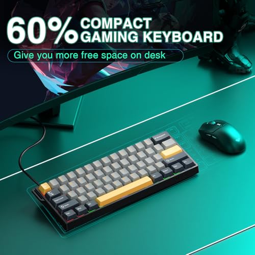 AULA WIN60 HE MAX - 60% Mechanical Gaming Keyboard Wired, Hall Effect Magnetic Switches Hot Swappable, Adjustable Actuation Rapid Trigger Mode, 8000 Hz Polling Rate, 60 Percent Keyboard Compact Design - color: Black&Gray&Yellow