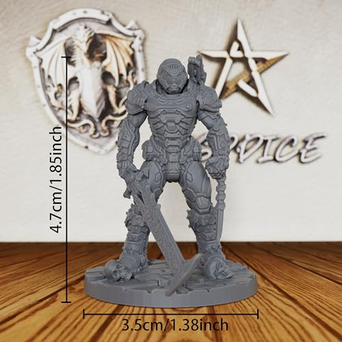 AUSPDICE 32mm Sci-Fi Unpainted Miniature, Power Armor Soldier, AS324 | Heroic Human Combat Figure with Full Helmet and Sword for Tabletop RPG Gaming, Miniature Games, TTRPGs and RPG Accessories