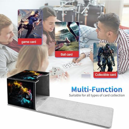 Card Deck Box for Trading Cards,MTG Commander Deck Box Fits 100+ Single Sleeved Cards,Leather Magnetic Card Storage Box for YuGiOh TCG CCG Cards,Skeleton Skull - color: Skeleton Skull