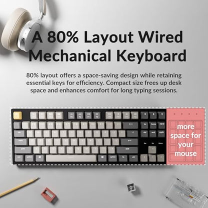 Keychron C1 Pro Wired Custom Mechanical Keyboard, TKL Layout QMK/VIA Programmable OEM Profile Double-Shot PBT Keycaps White LED Backlight with K Pro Red Switch for Mac Windows Linux - color: K Pro Red Switch