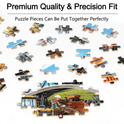 LELEMON Puzzles for Kids Ages 4-6,Construction Site 100 Piece Puzzles for Kids Ages 4-8 in a Metal Box,Educational Jigsaw Puzzles 100 Piece Puzzle Games Puzzle Toys for Girls and Boys - color: Construction Vehicle