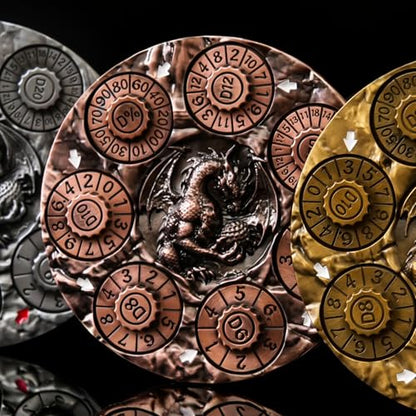 7-in-1 Spinner Dice Set – 3D Metal Dragon-Embossed Polyhedral RPG Accessory Role Playing Dice for Dungeons & Dragons, Pathfinder, RPG and Tabletop Games (D4, D6, D8, D10, D%, D12, D20) Copper - color: New-copper