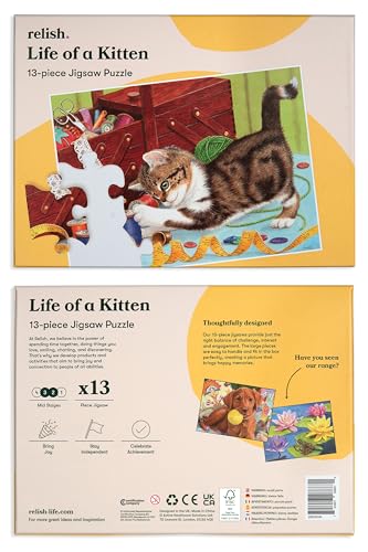 Relish Large Piece Puzzles for Seniors, 13 Piece Life of a Kitten Jigsaw Puzzle, Dementia Products for Elderly - style: Life of a Kitten