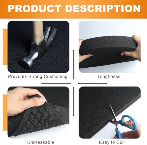 Eunice 4 Pcs 16" x 12" x 1" Pick-and-Pluck Foam Padding Sheets | Custom Foam Inserts for Cases, Toolboxes, Camera Storage, Packing and Crafts, High Density Shock Absorbing Protection - size: 4PCS-16*12*1 Inches