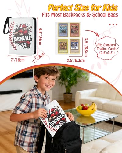 Best baseball card binder 4-Pocket holds 480 cards, 120 pages side-loading, PU leather zip waterproof cover, acid-free pages, for home storage & card shows, baseball cars binder, gift kids boys girls! - color: 4-White