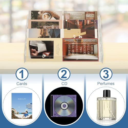 PATIKIL 7 Tier Acrylic Card Display Stand, Portable Postcard Rack Holder Organizer Versatile Display for Trading Cards Baseball PSA Stickers Stamp, Clear - color: Clear, style: 7 Tier