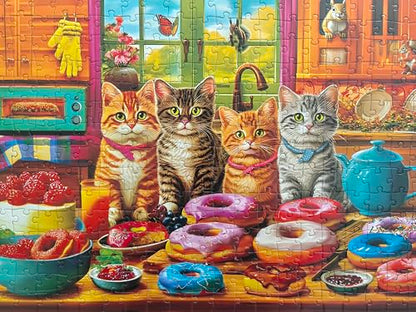 300 Piece Puzzles for Adults Kids Ages 6-8 8-12 - Kittens and Donuts | Gift for Kids - color: Kitchen Kittens and Donuts