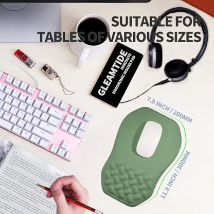 Ergonomic Raised Mouse Pad Wrist Support with Bilateral Slope Memory Foam Mousepad for Wrist Rest and Carpal Tunnel Pain Relief 11.8x7.9〃 Green - color: Green