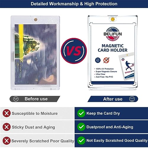 20-Pack One Touch Magnetic Card-Holders - 35PT Trading Card Holders, UV Protection Clear Acrylic Card Cases, Card Protector for Game, Baseball Sports Cards, Fit for Standard Cards Storage and Display - size: 20ct 35PT One Touch Card Holder
